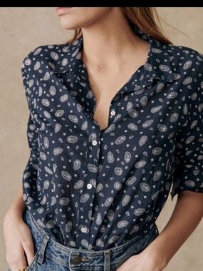 Sezane Pierro Bandana Blue Button-Down Shirt